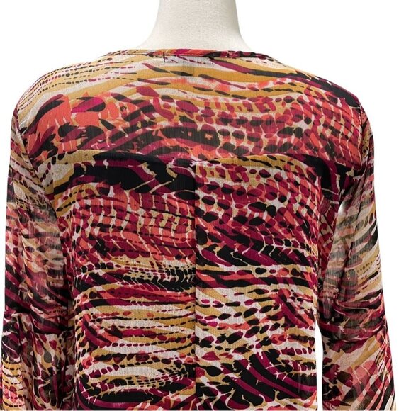 Spense Multicolor Bell Sleeve Dress 8 Abstract Lightweight Flowy Feminine Comfy - Picture 5 of 10